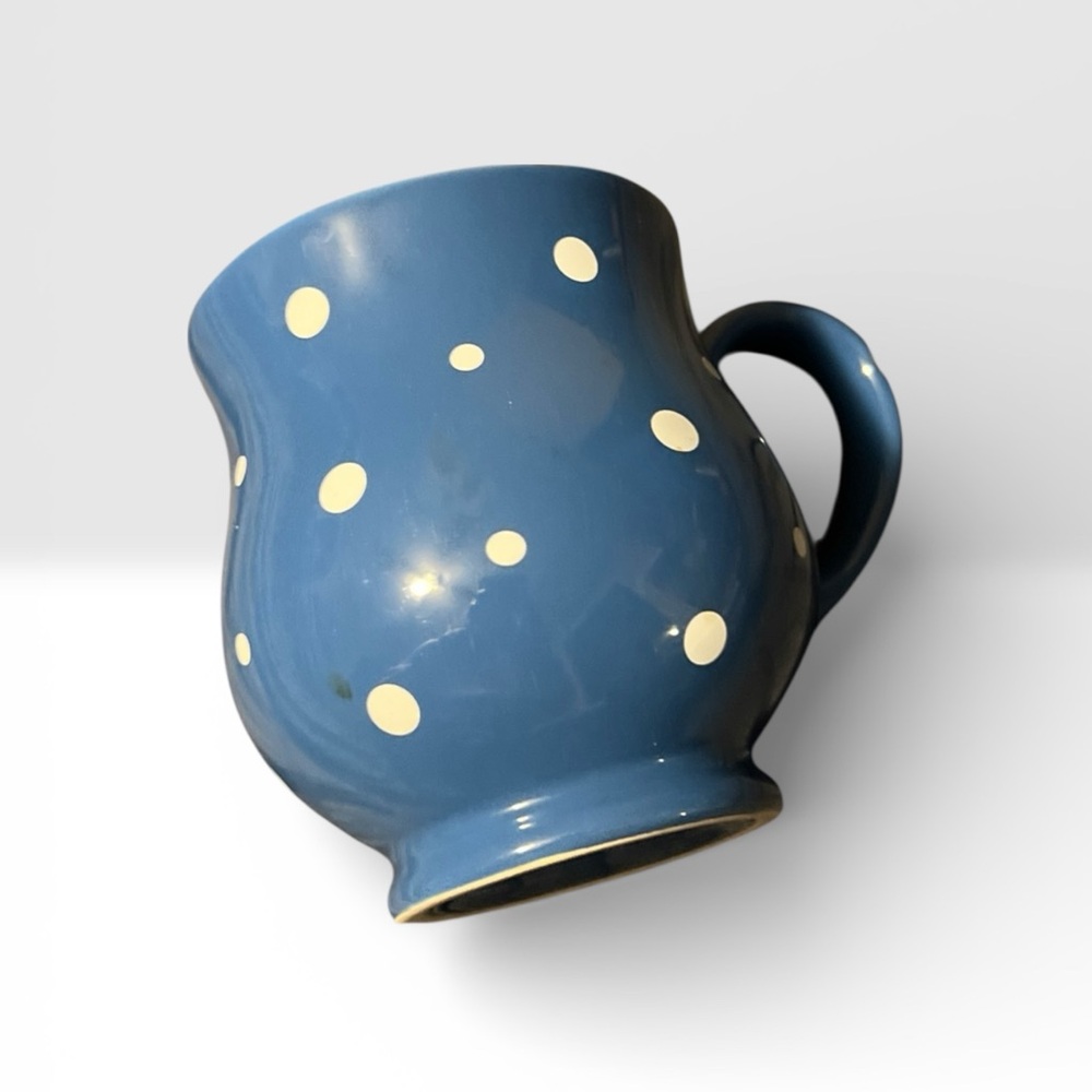 Temptations Blue and White Polka Dot Mug